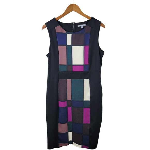 NY Collection Sheath Dress size Medium career evening black Geometric Classic - Picture 2 of 6